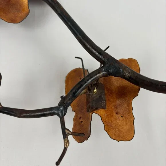 Bovano Enamel on Copper Butterflies on Branch Metal Wall Art Mid Century